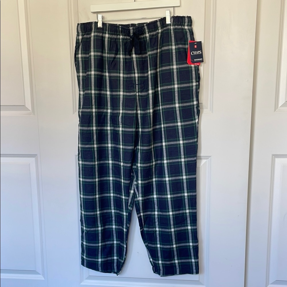 Chaps Men's Navy Plaid Lounge Pants XL PJs NEW
